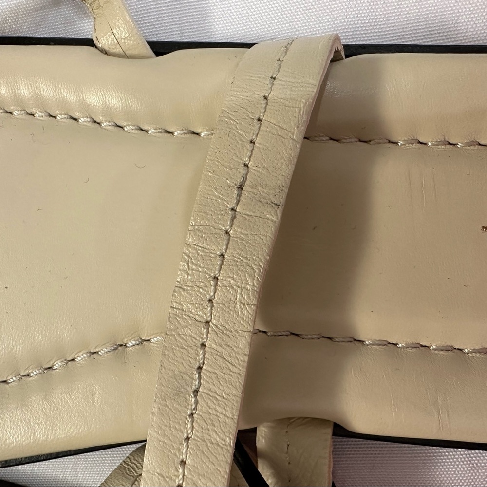 Zara Women's Leather Strap Flat Sandals Cream size 8 Brand New - Picture 5 of 5